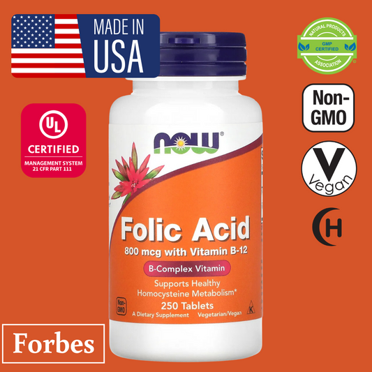 NOW Foods Folic Acid 800 mcg 250 Tablets