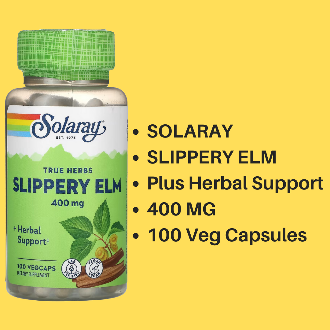 Solaray Slippery Elm 400 mg 100 VegCaps NEW STOCKS Exp 4-2027