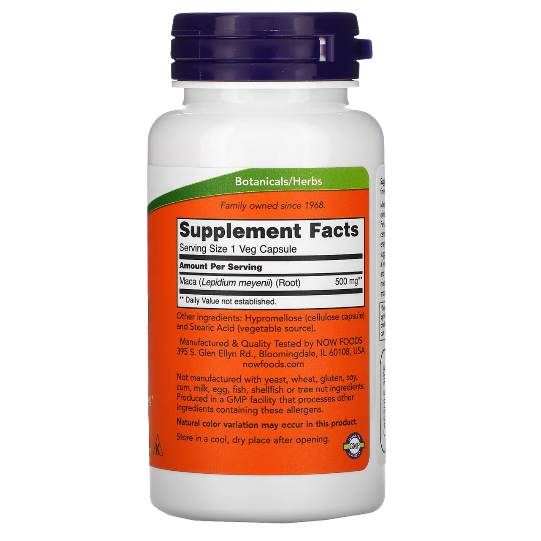 Now Foods Maca 500 mg 250 / 100 Veg Capsules (250 Veg Capsules Exp 10-2026 , 100 Veg Capsules
