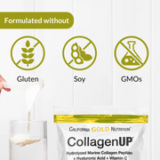 California Gold Nutrition CollagenUP Marine Hydrolyzed Collagen + Hyaluronic Acid + Vitamin C Unflavored 7.26 oz (206 g) California Gold Nutrition Hydrolyzed Marine Collagen Peptides Unflavored 7.05 oz (200 g) Road Matcha Collagen 8 ox (227 g)