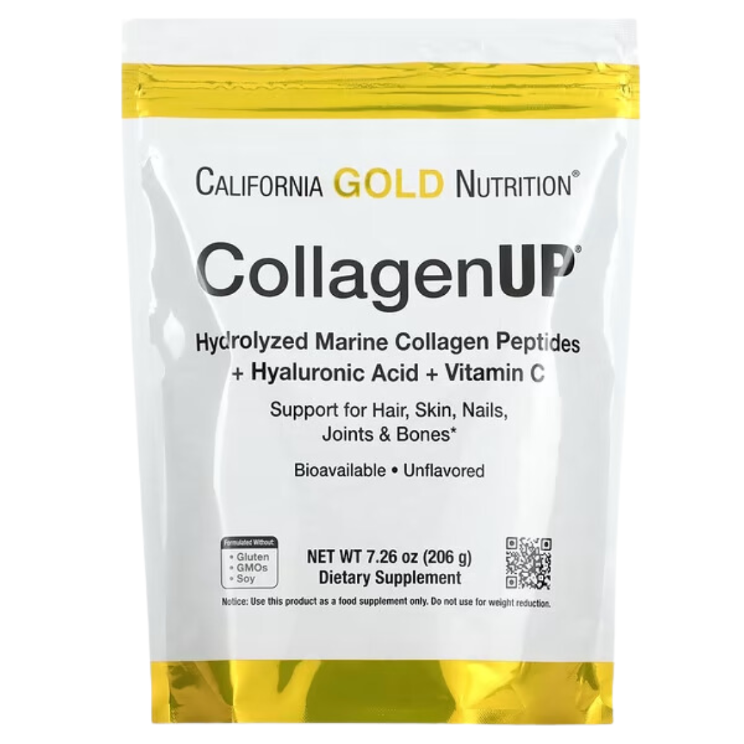 California Gold Nutrition CollagenUP Marine Hydrolyzed Collagen + Hyaluronic Acid + Vitamin C Unflavored 7.26 oz (206 g) California Gold Nutrition Hydrolyzed Marine Collagen Peptides Unflavored 7.05 oz (200 g) Road Matcha Collagen 8 ox (227 g)
