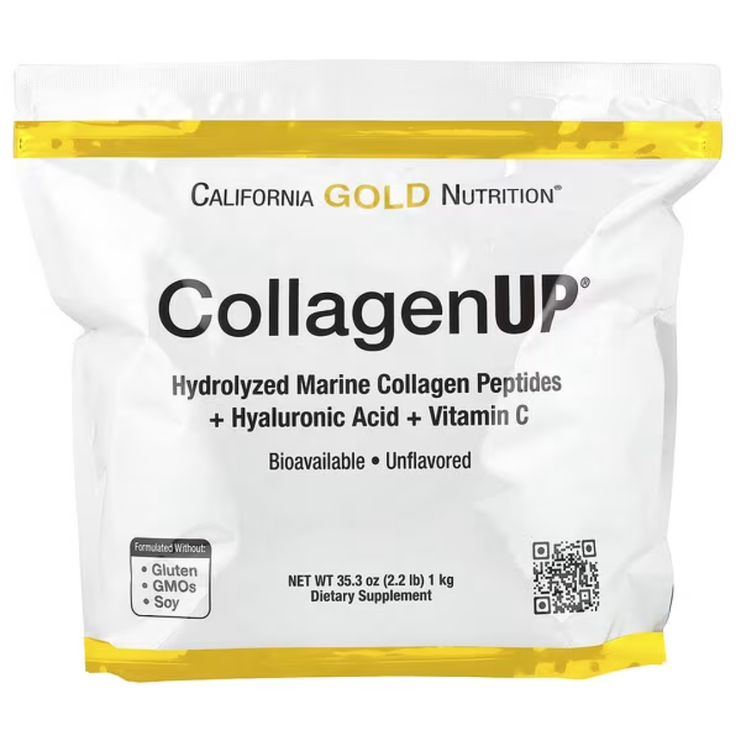 California Gold Nutrition CollagenUP Marine Hydrolyzed Collagen + Hyaluronic Acid + Vitamin C Unflavored 7.26 oz (206 g) California Gold Nutrition Hydrolyzed Marine Collagen Peptides Unflavored 7.05 oz (200 g) Road Matcha Collagen 8 ox (227 g)