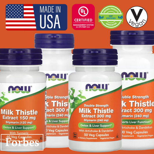 Now Foods Double Strength Silymarin Milk Thistle 300 mg 200 / 100Veg Capsules / Milk Thistle Extract with Turmeric 150 mg 60 Veg Capsules