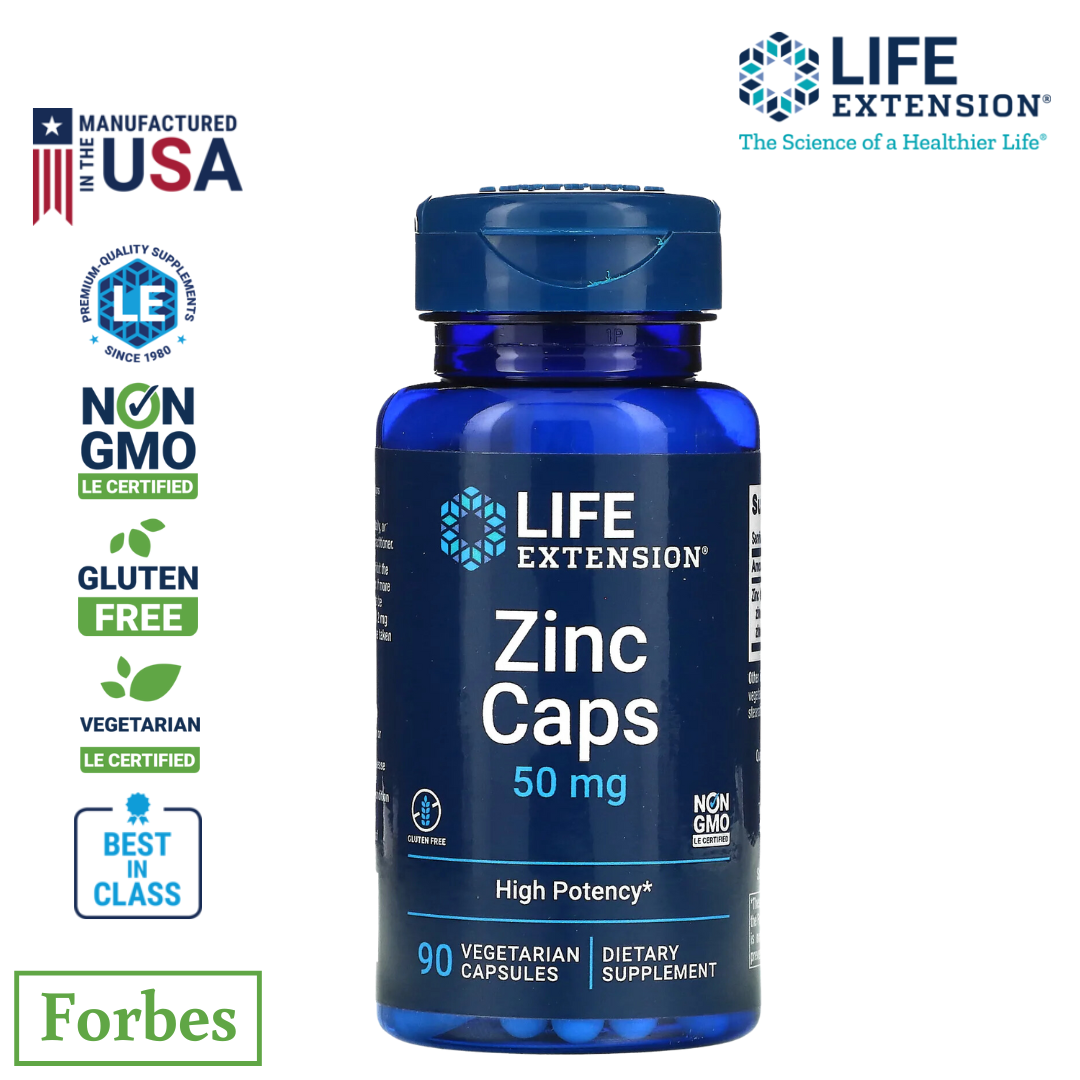 Life Extension Zinc Caps – High Potency 50 mg 90 Veg Capsules for Immune Support & Overall Health
