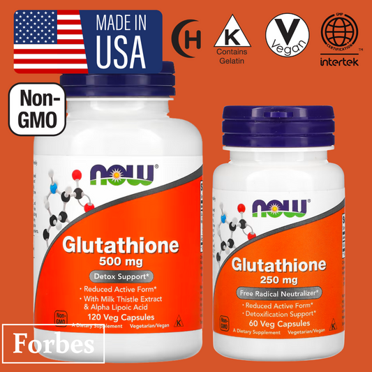 NOW FOODS Glutathione 250mg & 500mg | 30 60 120 Veg Capsules | Antioxidant Support
