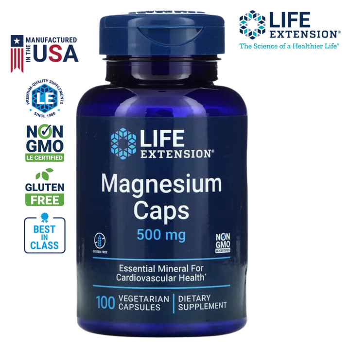 Life Extension Magnesium Caps 500 mg 100 Veg Capsules Supports Bone Muscle Nerve Health