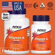 NOW FOODS Vitamin A 25000 & 10000 IU – Eye & Immune Support 250 & 100 Softgels