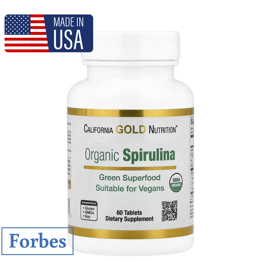 California Gold Nutrition Organic Spirulina with Phycocyanin and Chlorophyll 60 Tablets