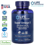 Life Extension Super Omega-3 EPA / DHA Fish Oil Sesame Lignans & Olive Extract – 60 & 240 Softgels