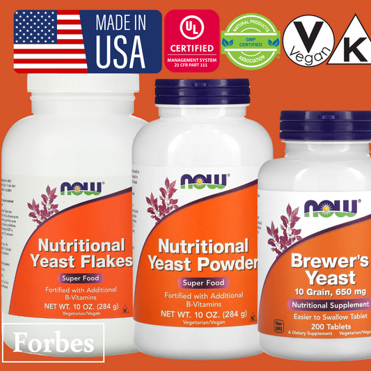 NOW Foods Nutritional & Brewer's Yeast – Flakes, Powder, Tablets | Superfood Supplements, 10oz-1lb