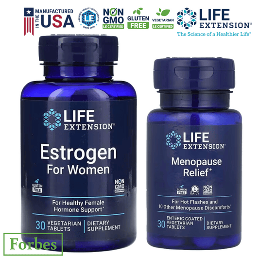 Life Extension Menopause Relief 4 mg 30 Enteric Coated Veg Tabs / Estrogen for Women 30 Veg Tabs
