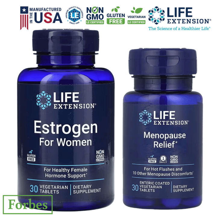 Life Extension Menopause Relief 4 mg 30 Enteric Coated Veg Tabs / Estrogen for Women 30 Veg Tabs
