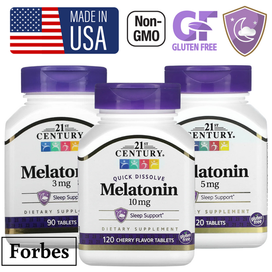21ST CENTURY Melatonin 3mg 5mg 10mg 90 - 120 Tablets Sleep Support with Quick Dissolve Cherry Option