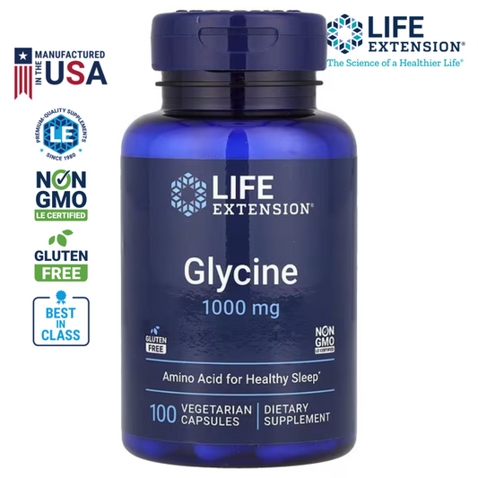 Life Extension Glycine 1000 mg 100 Veg Capsules Supports Sleep Cognitive Function Nervous System