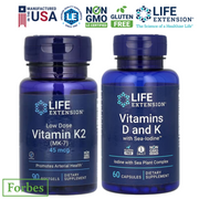 Life Extension Vitamins D & K with Sea - Iodine 60 Caps / Low Dose Vitamin K2 MK - 7 45mcg 90 Sgels