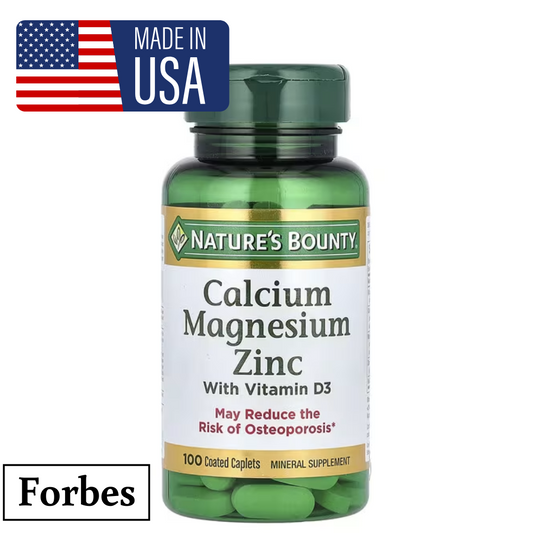 NATURE'S BOUNTY Calcium Magnesium Zinc + D3 100 Caplets for Bone & Immune Health Support