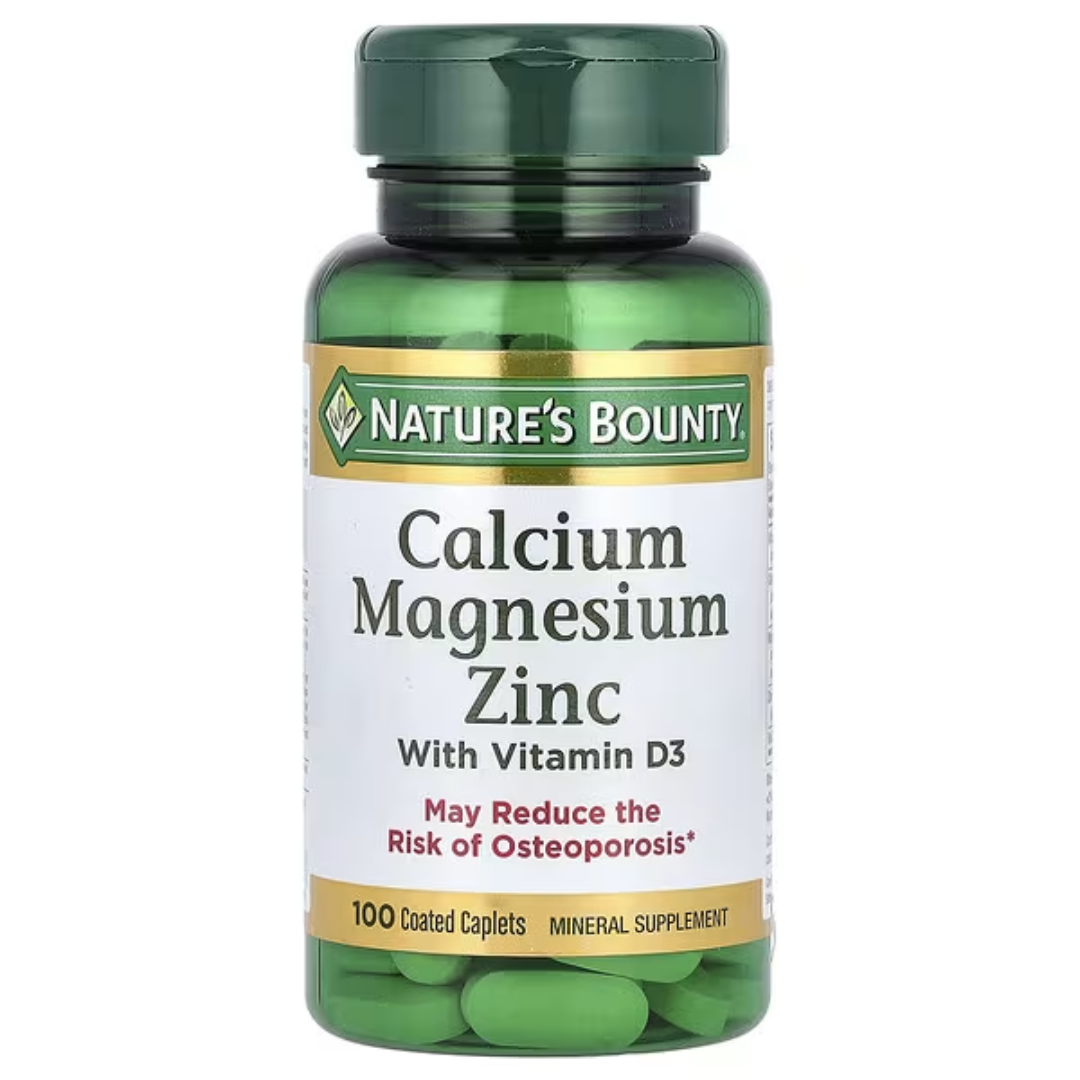 NATURE'S BOUNTY Calcium Magnesium Zinc + D3 100 Caplets for Bone & Immune Health Support