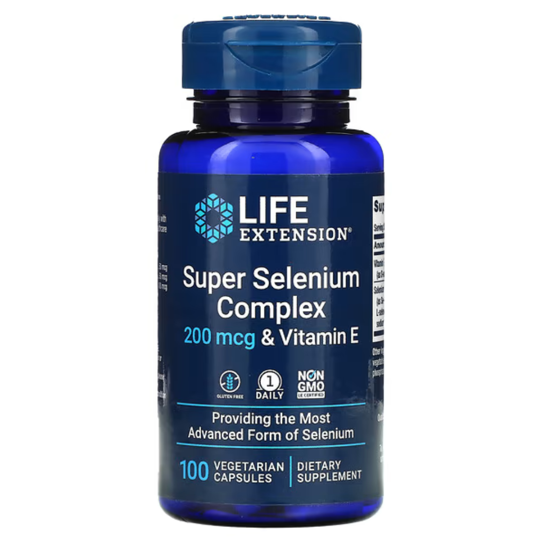 Life Extension Super Selenium Complex & Vitamin E  200 mcg 100 Vegetarian Capsules
