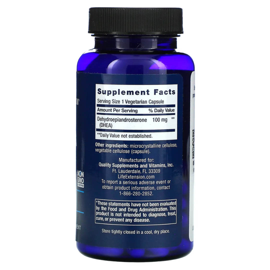 Life Extension DHEA 100mg 50mg 25mg 60 100 Vegetarian Capsules Dehydroepiandrosterone