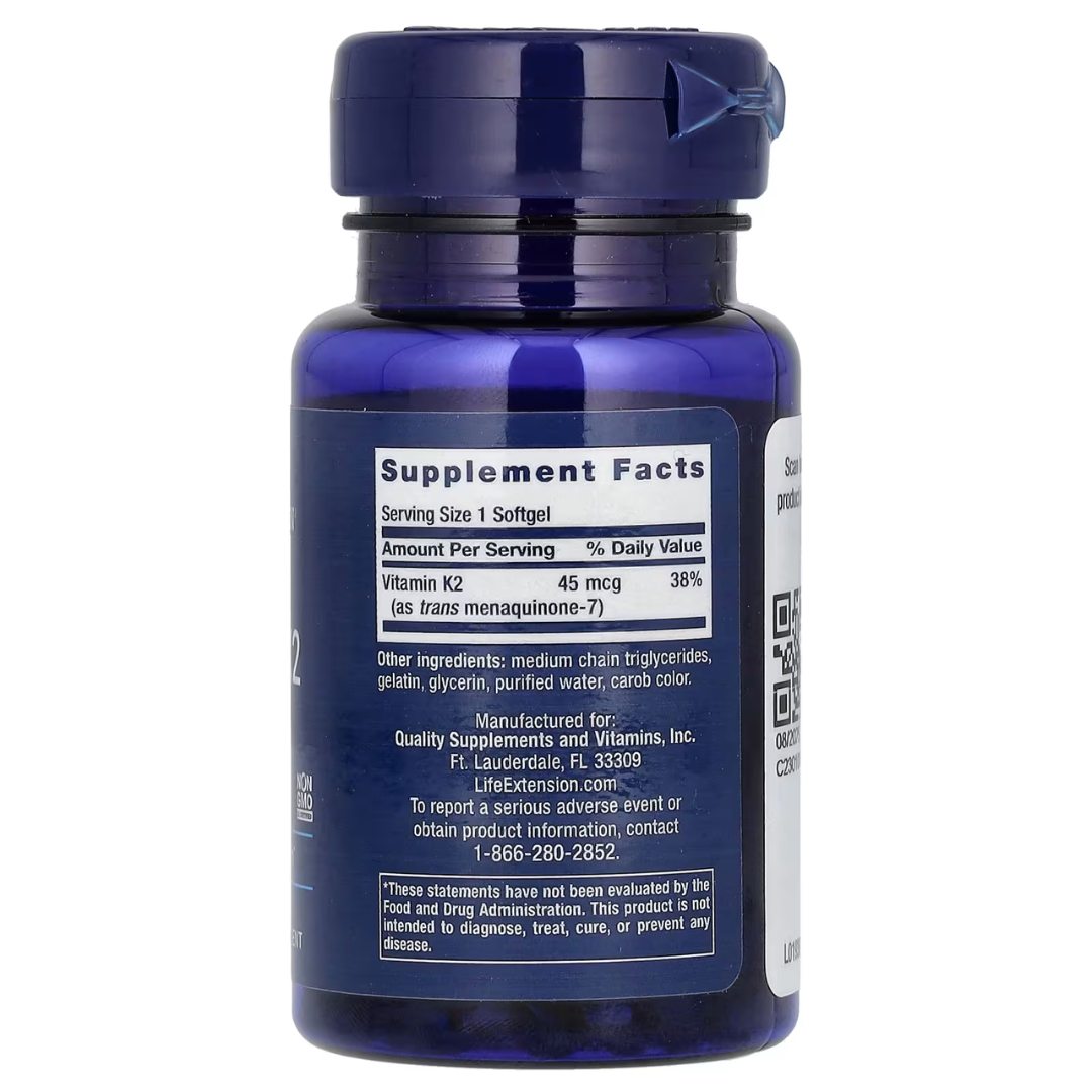 Life Extension Vitamins D & K with Sea - Iodine 60 Caps / Low Dose Vitamin K2 MK - 7 45mcg 90 Sgels