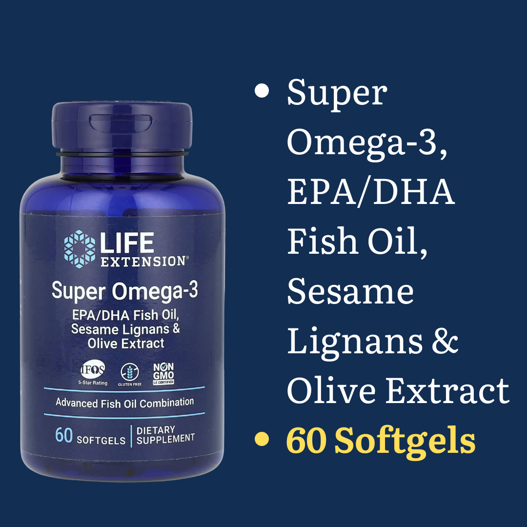 Life Extension Super Omega-3 EPA / DHA Fish Oil Sesame Lignans & Olive Extract – 60 & 240 Softgels