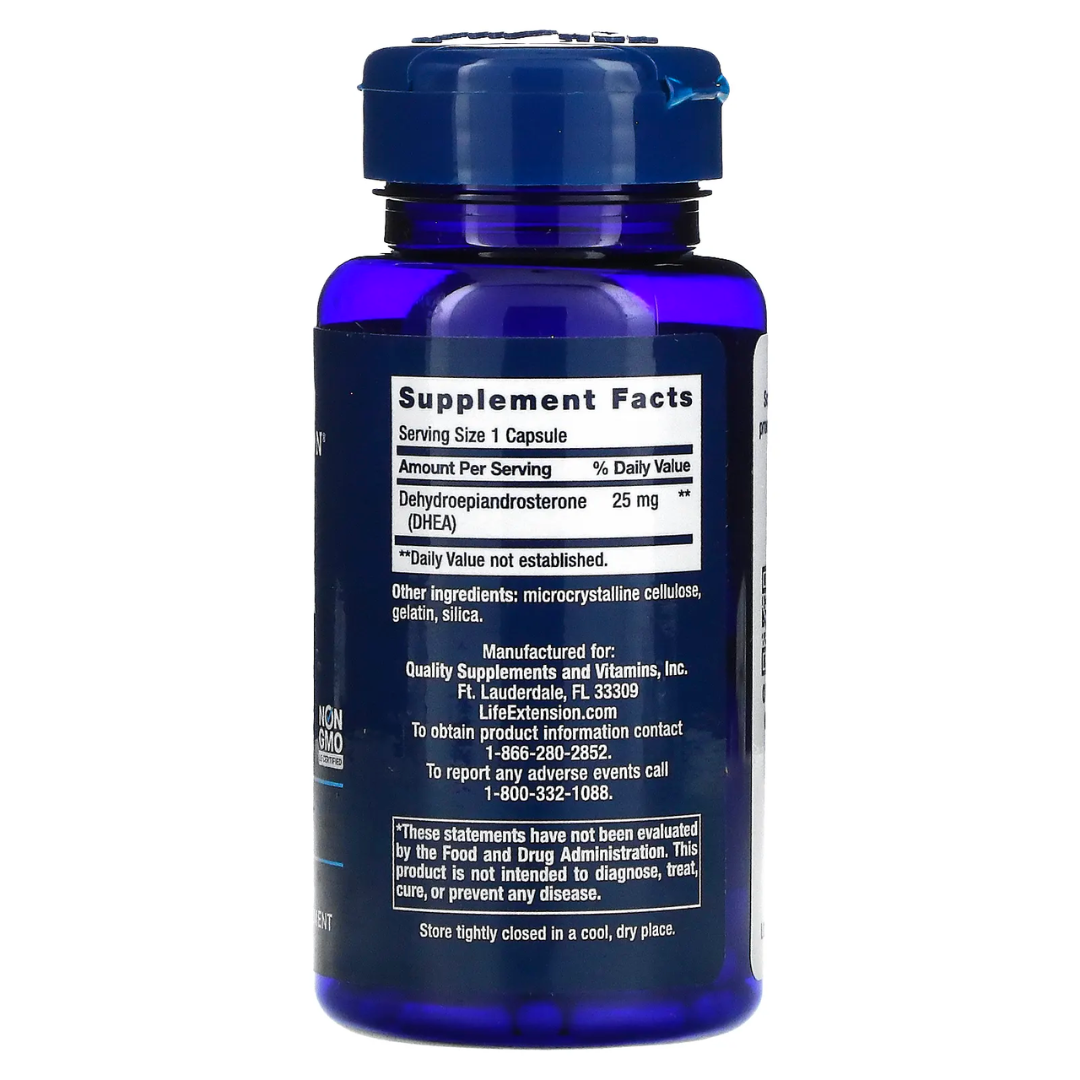 Life Extension DHEA 100mg 50mg 25mg 60 100 Vegetarian Capsules Dehydroepiandrosterone