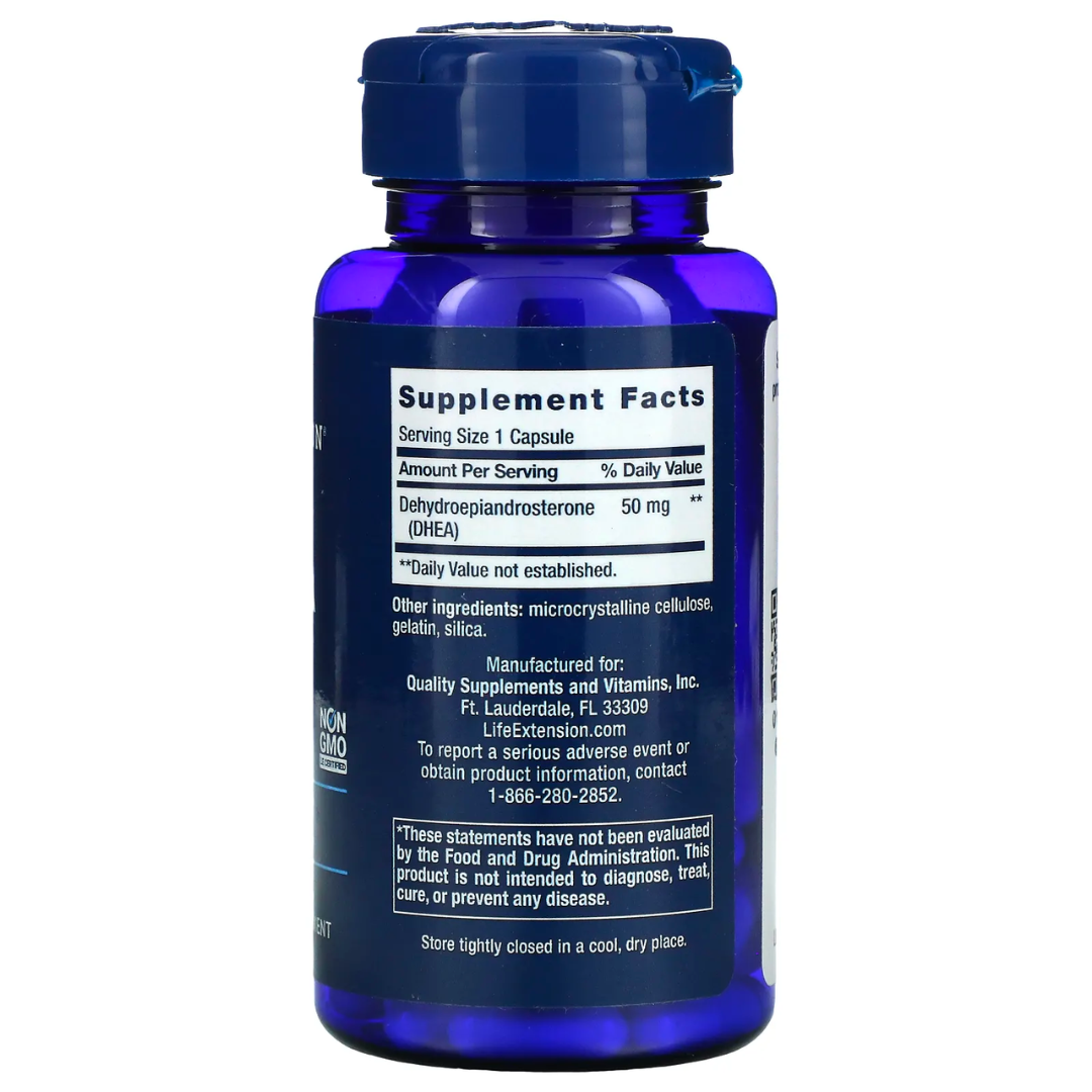 Life Extension DHEA 100mg 50mg 25mg 60 100 Vegetarian Capsules Dehydroepiandrosterone