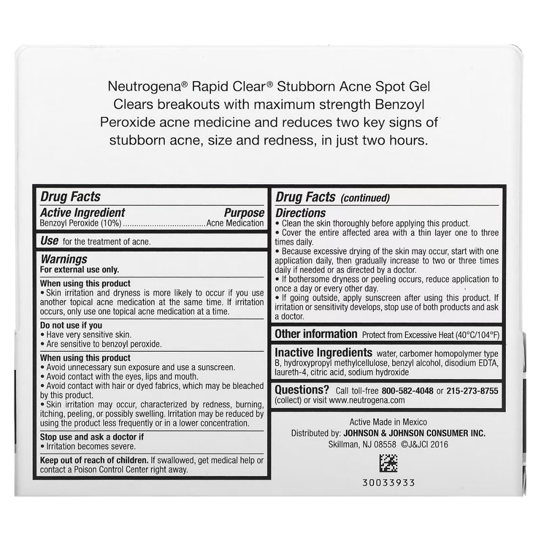 NEUTROGENA Stubborn Acne AM PM Spot Gel On-the-Spot Treatment for Marks & Breakouts 0.75–2 oz