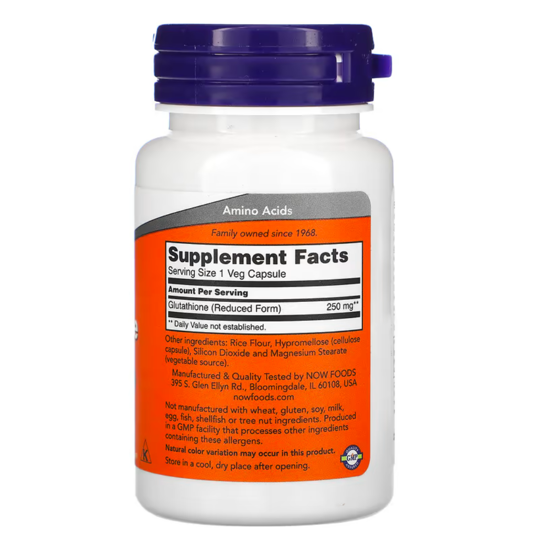 NOW FOODS Glutathione 250mg & 500mg | 30 60 120 Veg Capsules | Antioxidant Support