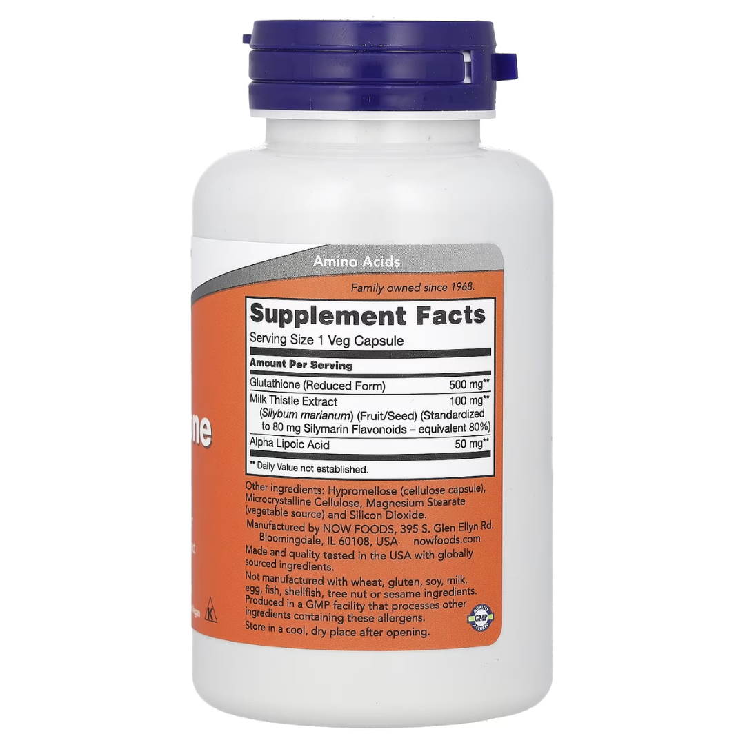 NOW FOODS Glutathione 250mg & 500mg | 30 60 120 Veg Capsules | Antioxidant Support