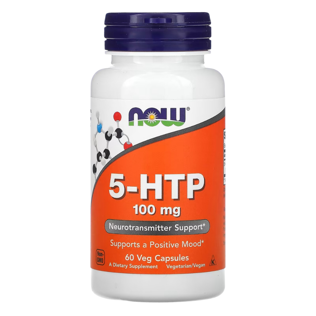 NOW Foods 5-HTP 100 mg Veg Capsules 60 & 120 Count – Natural Serotonin & Mood Support Supplement