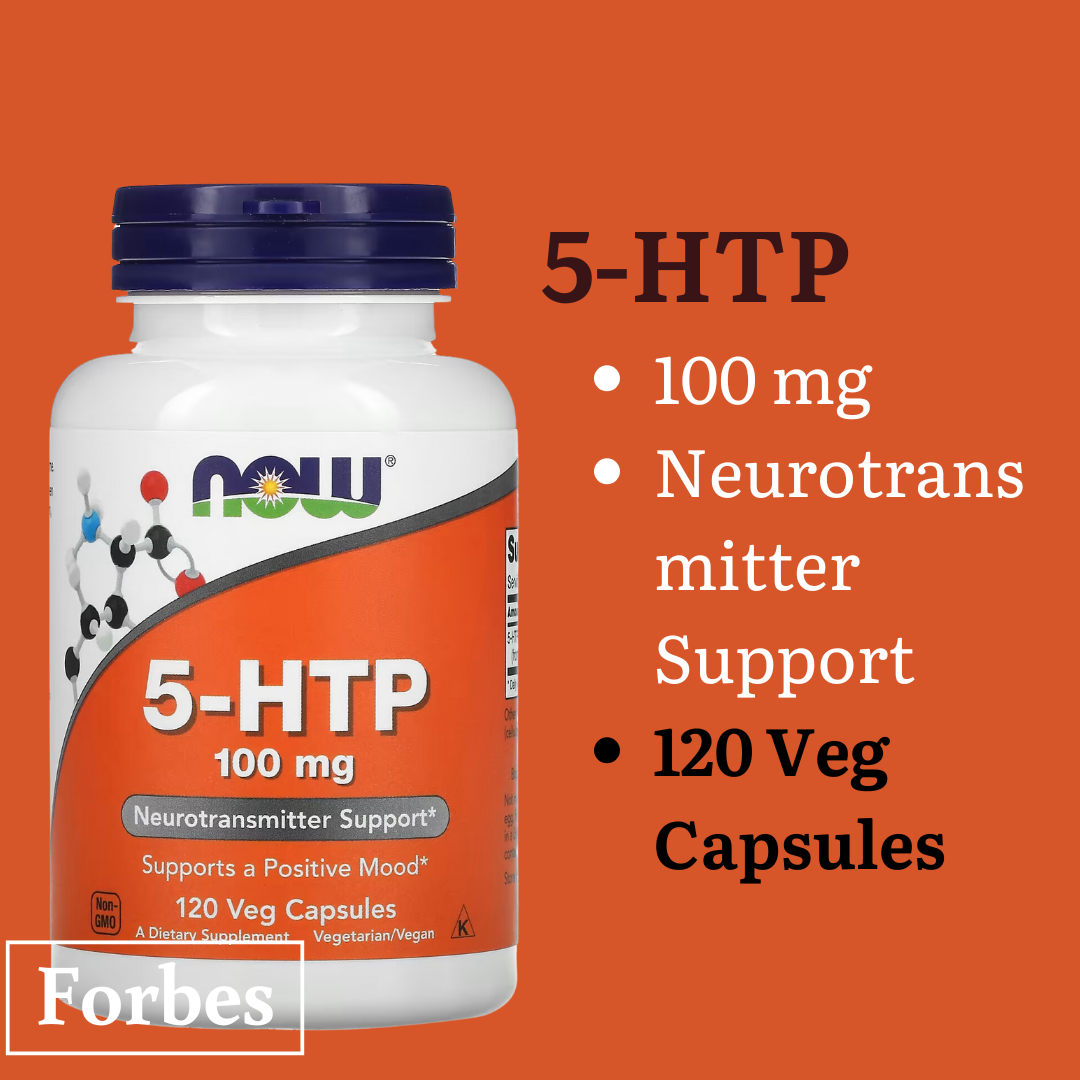 NOW Foods 5-HTP 100 mg Veg Capsules 60 & 120 Count – Natural Serotonin & Mood Support Supplement