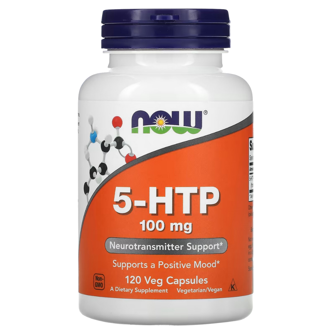 NOW Foods 5-HTP 100 mg Veg Capsules 60 & 120 Count – Natural Serotonin & Mood Support Supplement