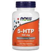 NOW Foods 5-HTP 100 mg Veg Capsules 60 & 120 Count – Natural Serotonin & Mood Support Supplement