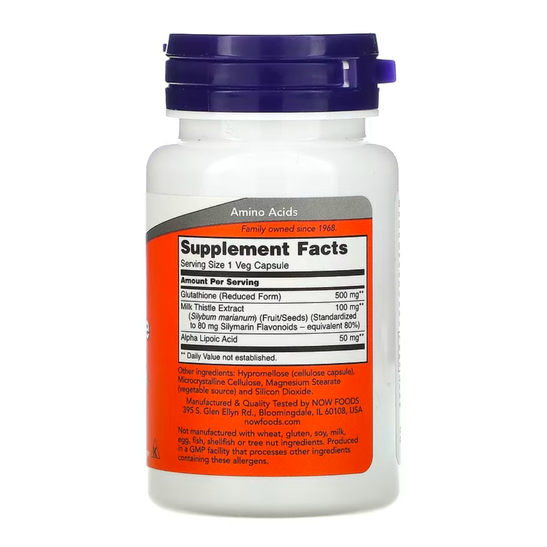 NOW FOODS Glutathione 250mg & 500mg | 30 60 120 Veg Capsules | Antioxidant Support
