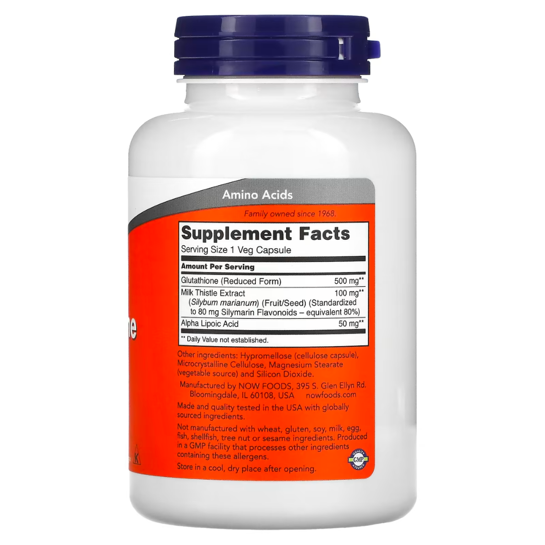 NOW FOODS Glutathione 250mg & 500mg | 30 60 120 Veg Capsules | Antioxidant Support