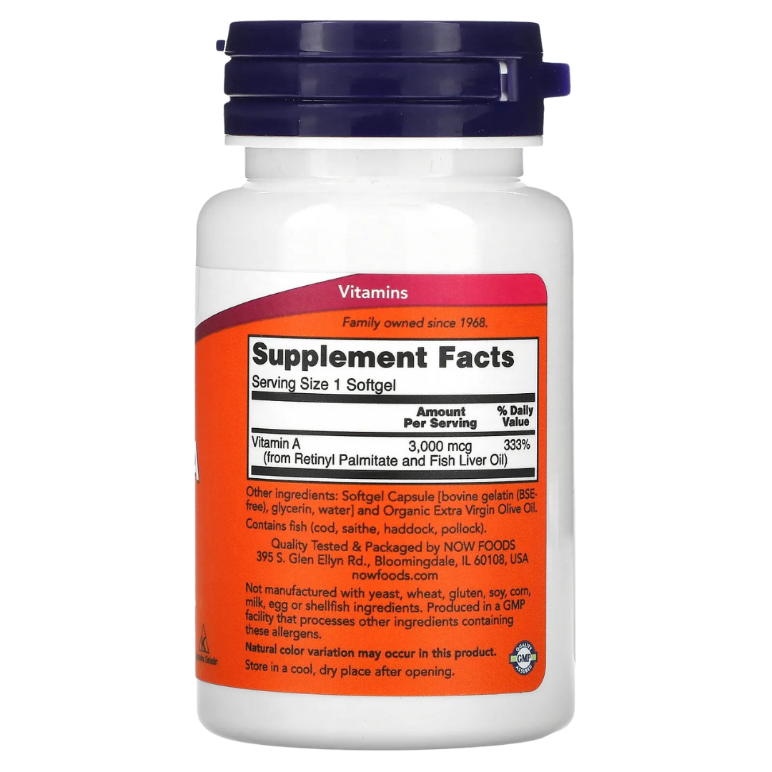 NOW FOODS Vitamin A 25000 & 10000 IU – Eye & Immune Support 250 & 100 Softgels
