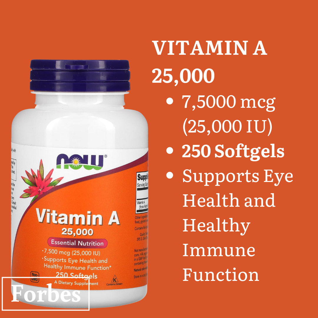 NOW FOODS Vitamin A 25000 & 10000 IU – Eye & Immune Support 250 & 100 Softgels