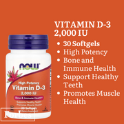 NOW Foods Vitamin D-3 400 1000 2000 5000 10000 50000 IU – Bone & Immune Support Softgels 30s to 240s D3