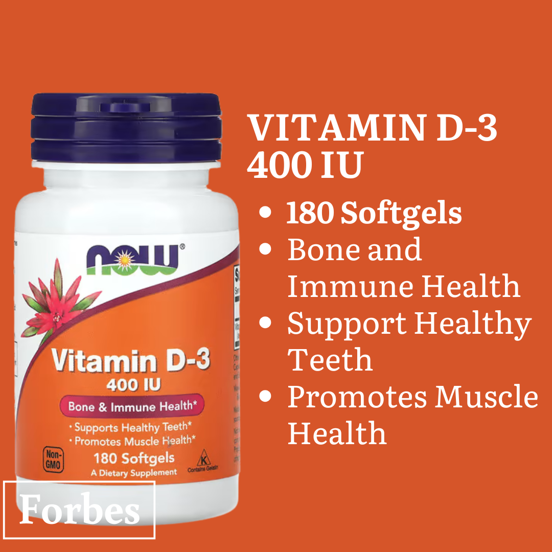 NOW Foods Vitamin D-3 400 1000 2000 5000 10000 50000 IU – Bone & Immune Support Softgels 30s to 240s D3