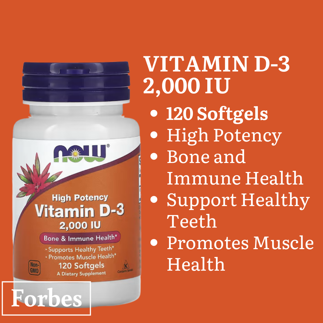 NOW Foods Vitamin D-3 400 1000 2000 5000 10000 50000 IU – Bone & Immune Support Softgels 30s to 240s D3