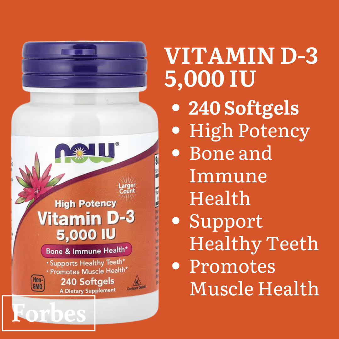 NOW Foods Vitamin D-3 400 1000 2000 5000 10000 50000 IU – Bone & Immune Support Softgels 30s to 240s D3