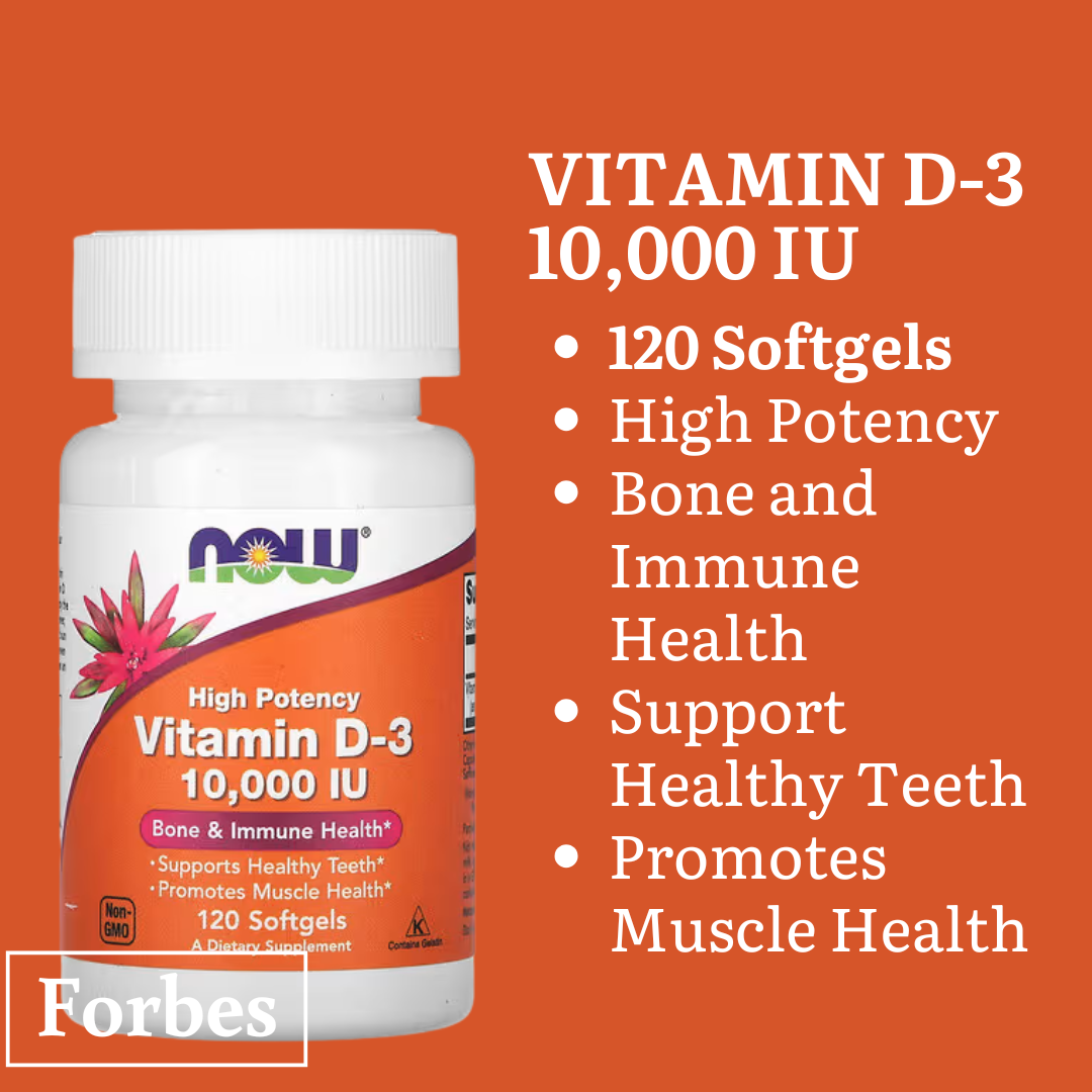 NOW Foods Vitamin D-3 400 1000 2000 5000 10000 50000 IU – Bone & Immune Support Softgels 30s to 240s D3