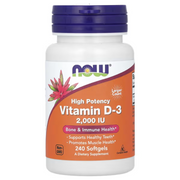 NOW Foods Vitamin D-3 400 1000 2000 5000 10000 50000 IU – Bone & Immune Support Softgels 30s to 240s D3