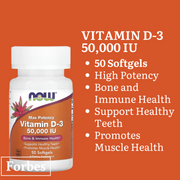 NOW Foods Vitamin D-3 400 1000 2000 5000 10000 50000 IU – Bone & Immune Support Softgels 30s to 240s D3