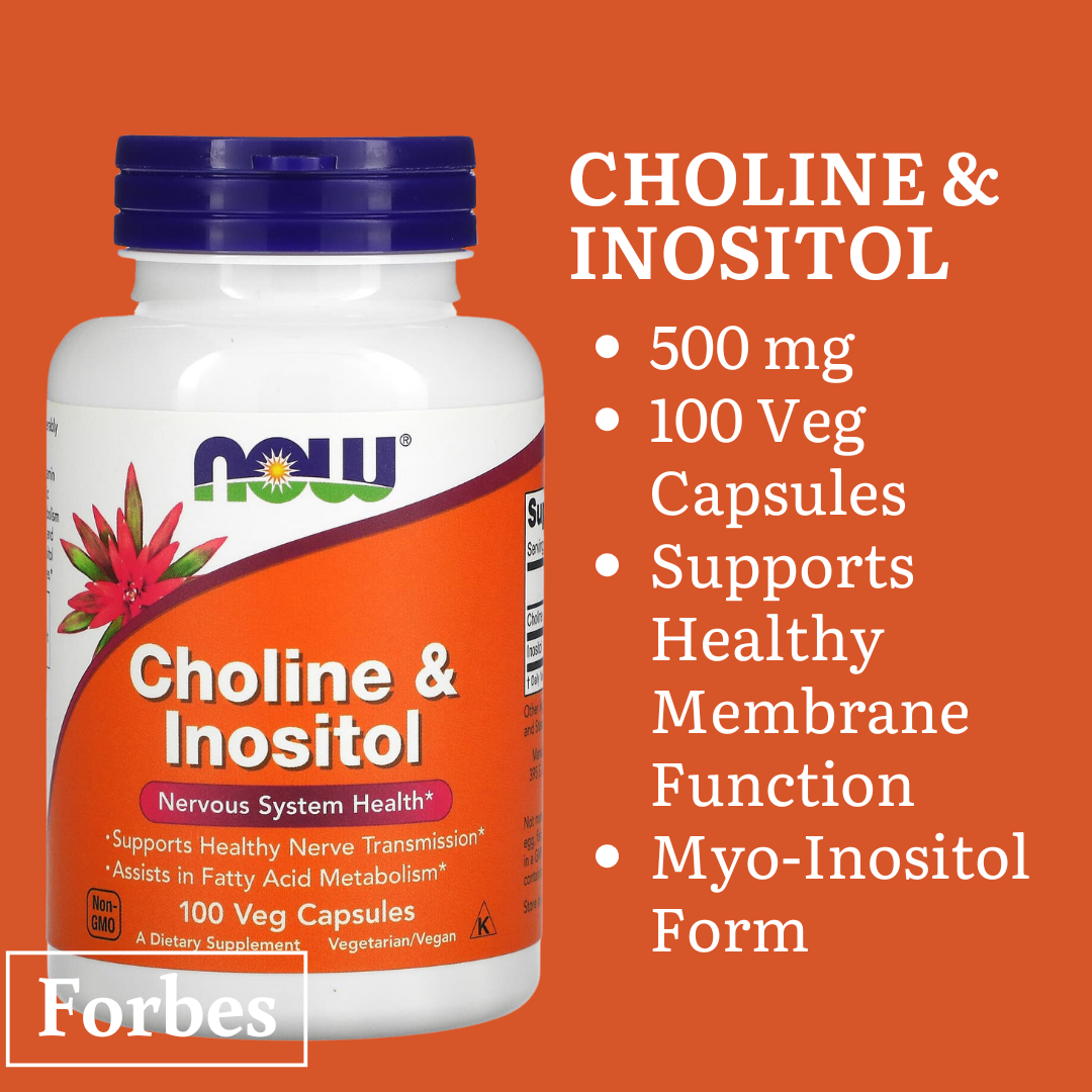 NOW FOODS Inositol 500mg and Choline & Inositol 100 Veg Capsules for Brain and Nerve Health