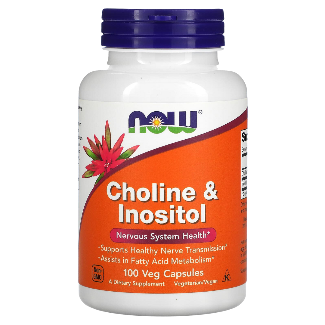 NOW FOODS Inositol 500mg and Choline & Inositol 100 Veg Capsules for Brain and Nerve Health