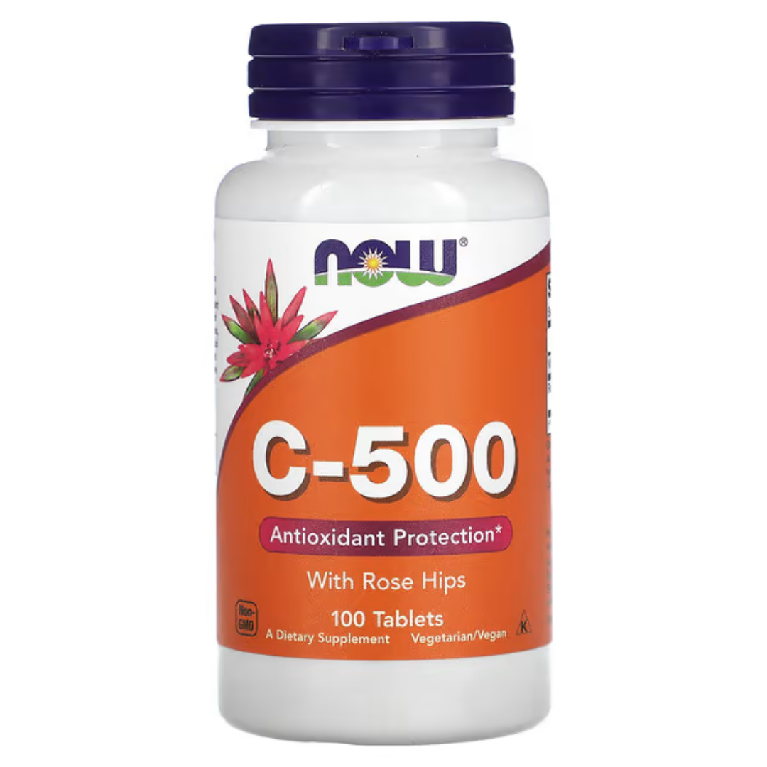 Now Foods C-1000 C-500 Calcium Ascorbate-C Ascorbic Acid Vitamin C Buffered Rose Hips 250 / 100 Tablets 250 Capsules