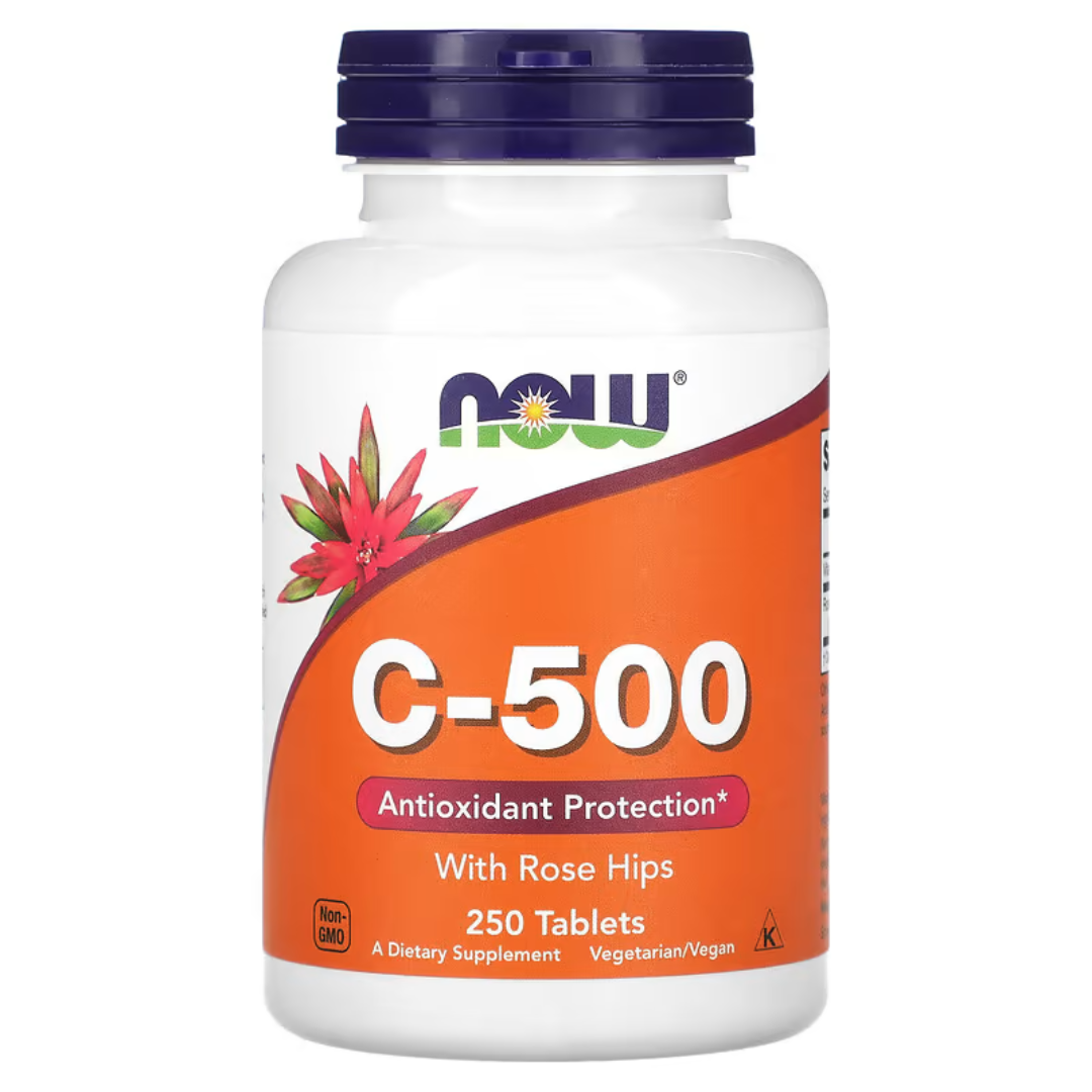 Now Foods C-1000 C-500 Calcium Ascorbate-C Ascorbic Acid Vitamin C Buffered Rose Hips 250 / 100 Tablets 250 Capsules