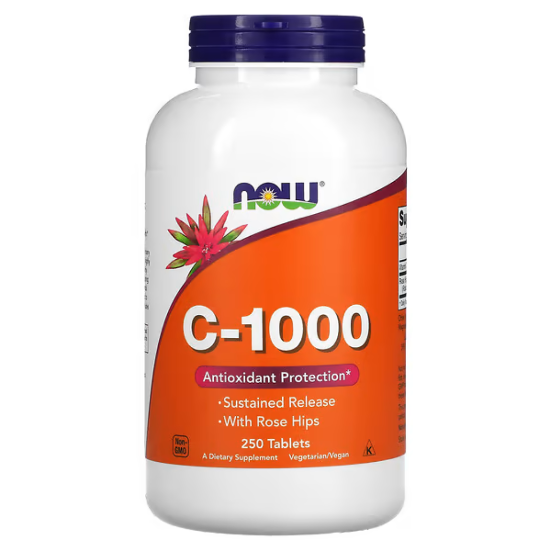 Now Foods C-1000 C-500 Calcium Ascorbate-C Ascorbic Acid Vitamin C Buffered Rose Hips 250 / 100 Tablets 250 Capsules